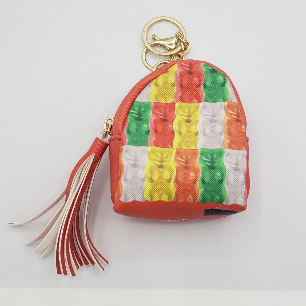 Haribo Mini Keychain Bag Candy‎ Rific Zipper Tassle Gummy Bear Red 3x2x3.5"